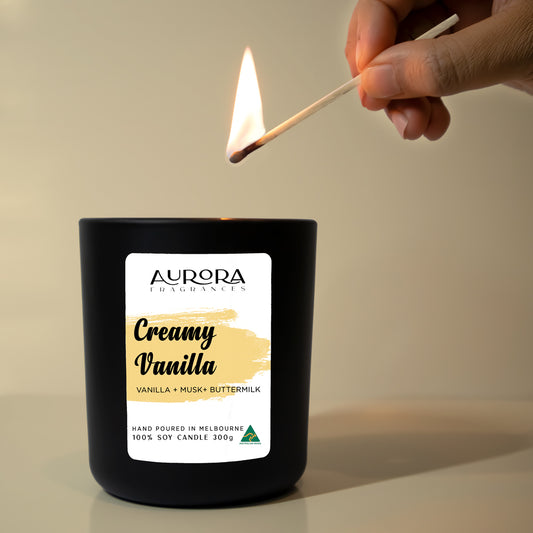 300g Aurora Creamy Vanilla Triple Scented Soy Candle Australian Made