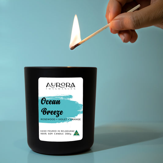 300g Aurora Ocean Breeze Triple Scented Soy Candle Australian Made