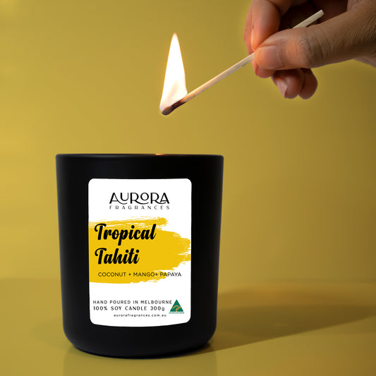 300g Aurora Tropical Tahiti Triple Scented Soy Candle Australian Made