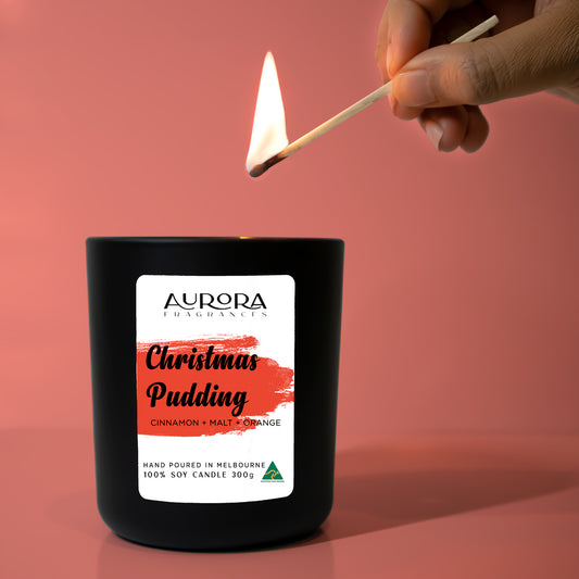 300g Aurora Christmas Pudding Triple Scented Soy Candle Australian Made